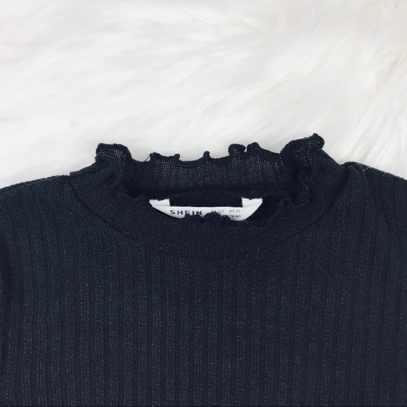 Little Girls Black Rib-Knit Short Sleeve Top 7Y - Picture 2 of 7